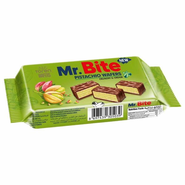 ویفر شکلاتی با کرم پسته مستر بایت تورن 32 گرم mr.bite