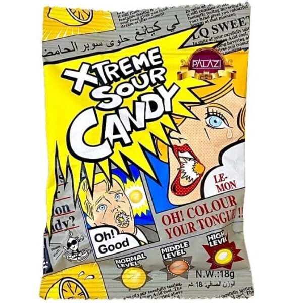 آبنبات ترش پالازی مدل xtreme sour candy طعم لیمو - 18 گرم