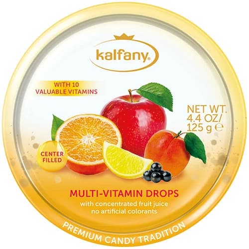آبنبات کالفانی مولتی ویتامین 125 گرمی Kalfany Multi-Vitamin Drops Candies