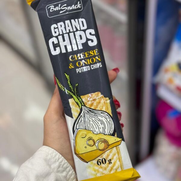 چیپس ورقه ای Grand طعم پنیری و پیاز 60 گرم