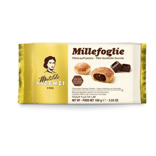 مینی اسنک ایتالیایی ماتیلده ویچنزی Millefoglief با فیلینگ کرم شکلاتی 100 گرم