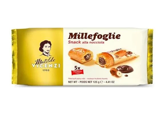 شیرینی پفی میله فولیه با مغز کرم فندق 125 گرمی ماتیلدا ویچنزی