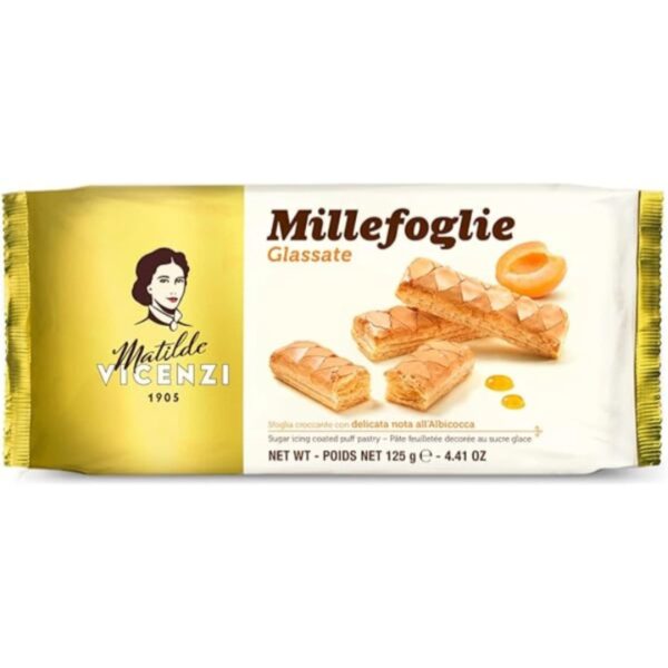 مینی اسنک ویچنزی زردآلویی ۱۲۵گرمی(شیرینی رولی) vicenzi millefoglie