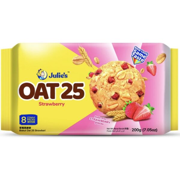 بیسکوییت جو دوسر توت‌فرنگی پک 8 عددی 200g 8x25g Julie’s OAT 25 Strawberry