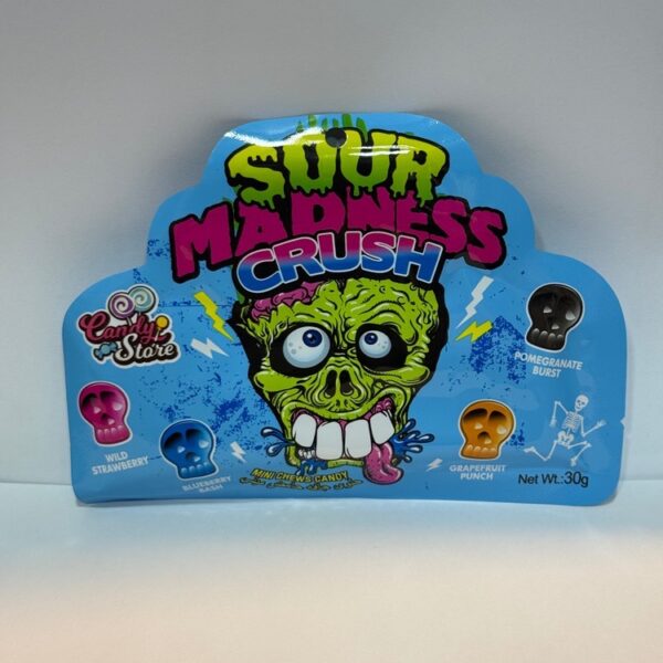 آبنبات ترش میکس 30 گرم sour madness crush آبی