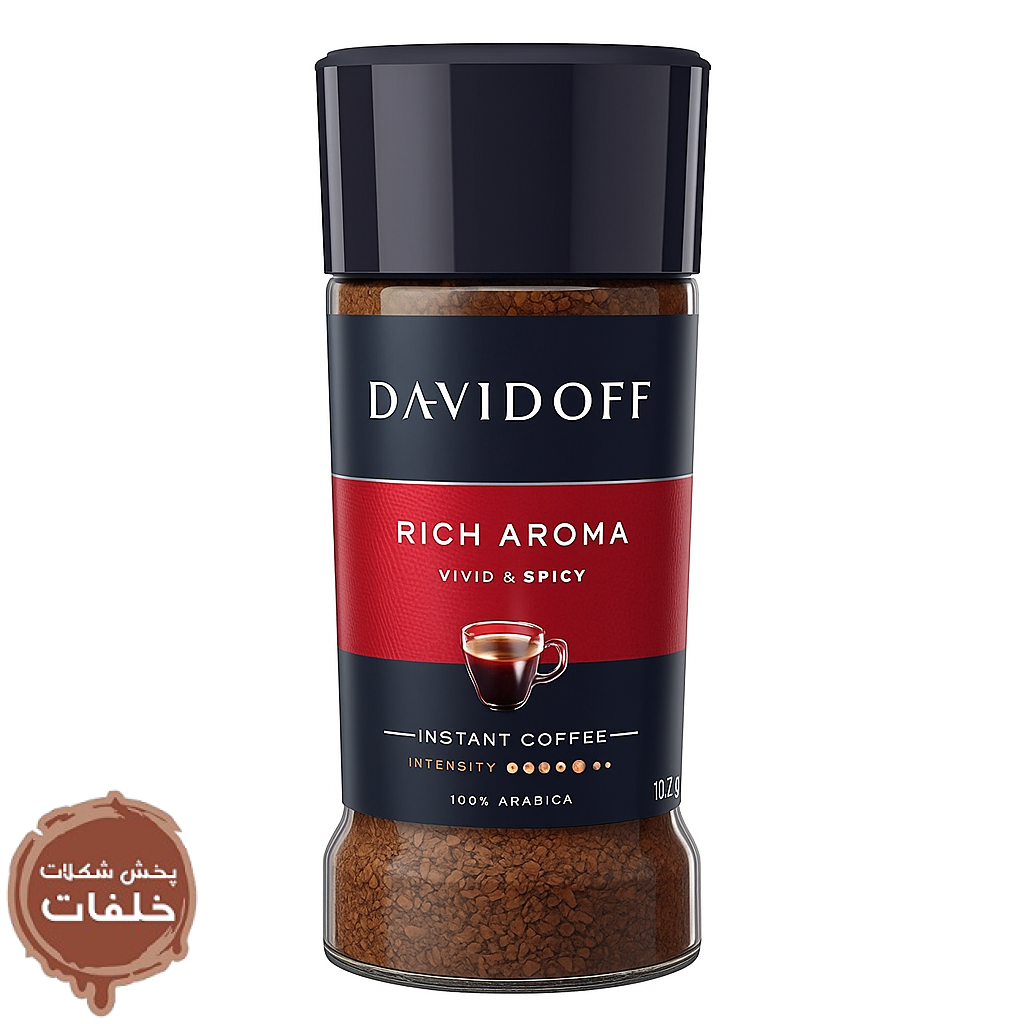قهوه فوری داویدوف ریچ اروما ۱۰۰ گرمی با طعم قوی و عطر ادویه‌ای